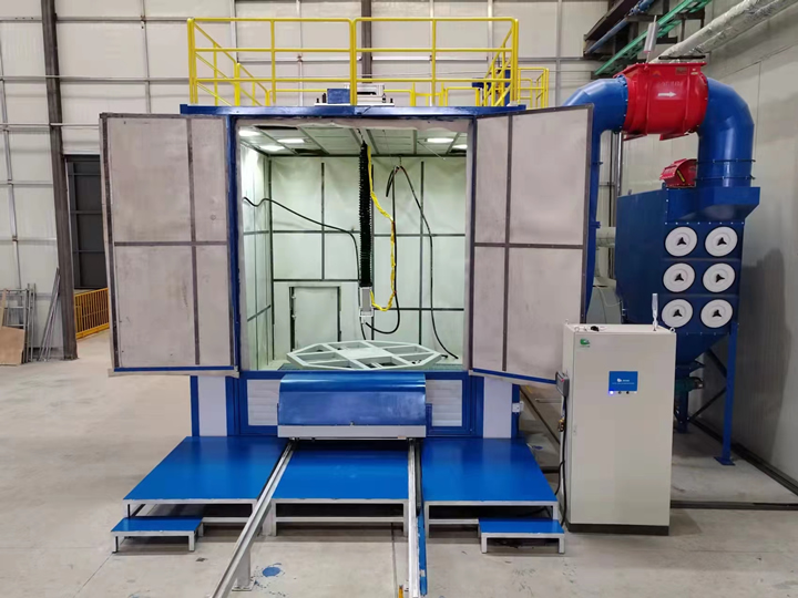 圓形工件機(jī)器人噴砂房